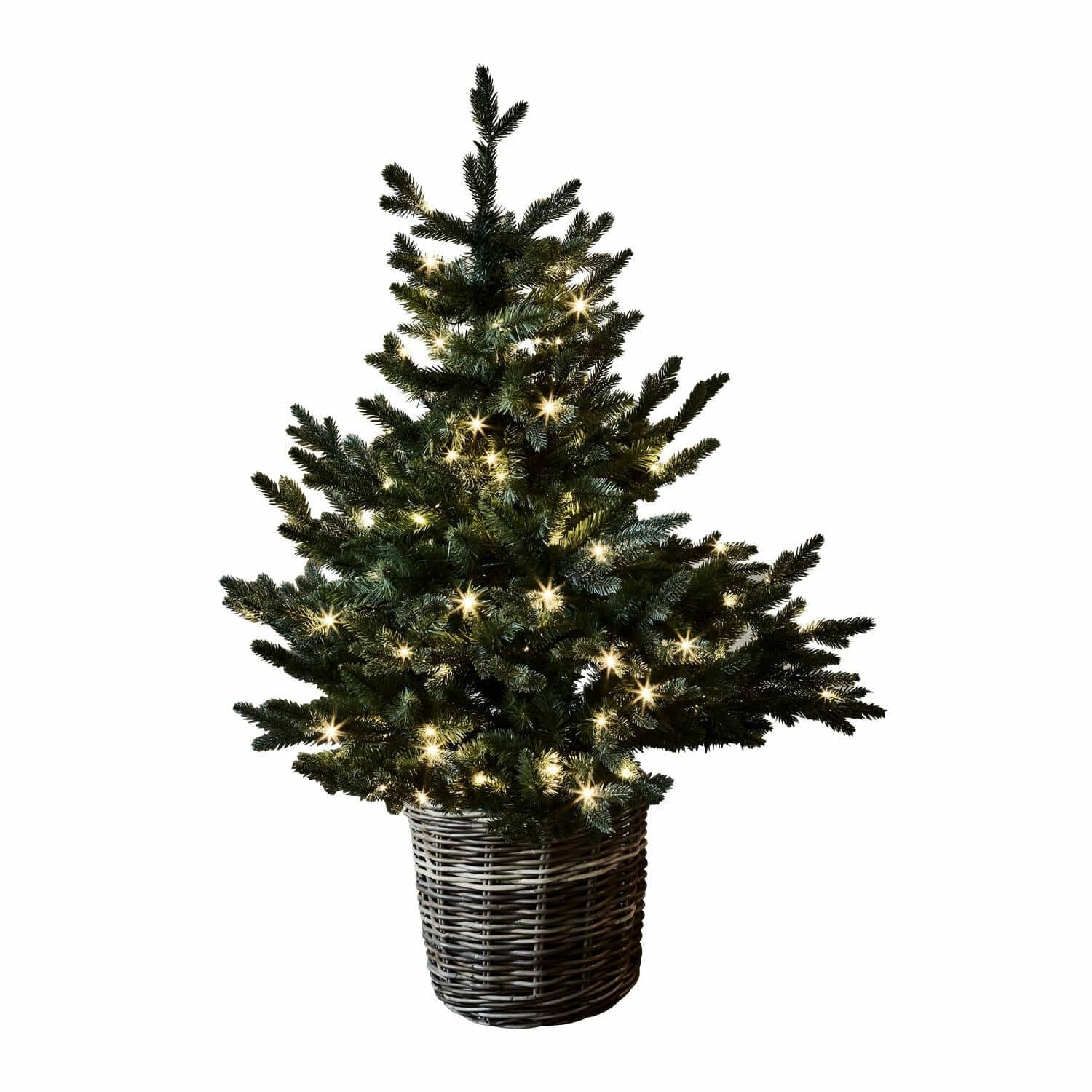 Loberon Deko-Baum Mantilly, Christbaum mit LEDs, immergrün, naturnahes Design, Deko-Tanne, Weihnachtsdeko, Weihnachten, Polypropylen, PVC, Eisen, grün