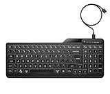 HP 400 kabelgebundene Tastatur, Anschluss über USB-C und mit USB-A-Adapter, Qwerty, 12 programmierbare Tasten, Hintergrundbeleuchtung, kompatibel mit Windows 10 und 11, Chrome OS, MacOS, Schwarz