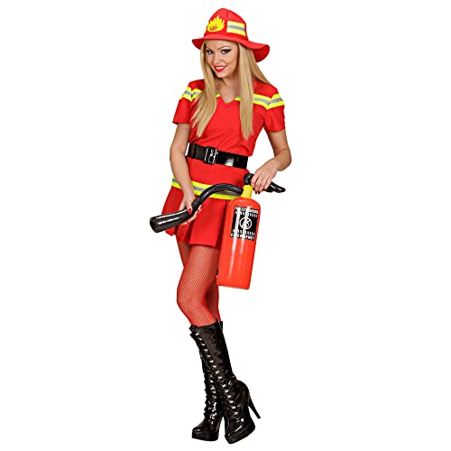 WIDMANN 58942 - Erwachsenenkostüm Feuerwehrfrau, Kleid, Gürtel und Helm, Größe M