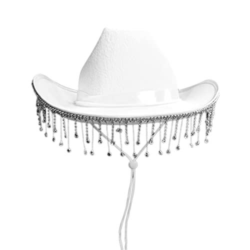 SANRLO Glitzer-Cowgirl-Hut mit Strasssteinen für die Braut, Hochzeit, Geburtstag, Party, Kostüm, Zubehör