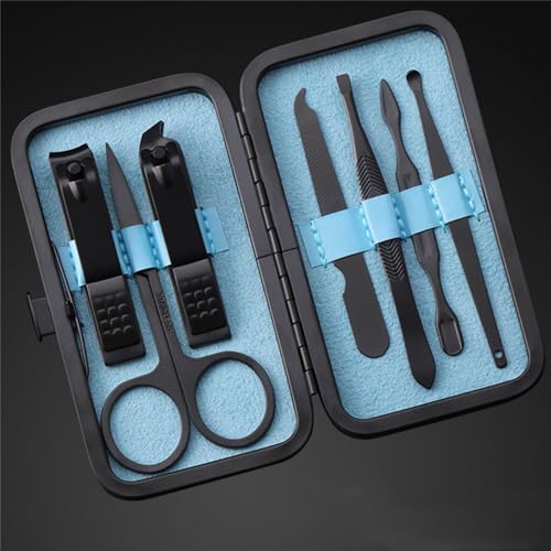 AIHEDOUJ Maniküreschneider Nagelknipser-Set Haushalt Edelstahl Ohrlöffel Nagelknipser Pediküre Nagelschere,Blue inside7ps