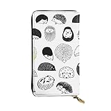 DMORJ Hedgehog Damen-Clutch-Geldbörse aus Leder – 19 x 10 cm, bequem, leicht, wasserdicht, langlebig, schwarz, Einheitsgröße, Schwarz , Einheitsgröße