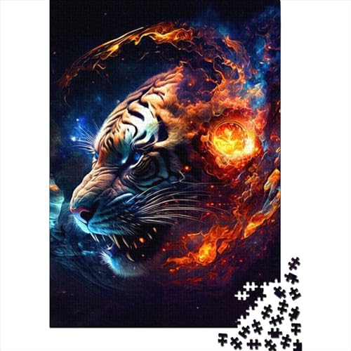 1000-teiliges Puzzle für Erwachsene und Teenager. Tiger-Holzpuzzle für Erwachsene ganze Familie und das 75 x 50 cm