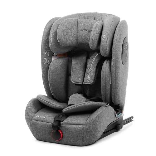 BABYAUTO – MAKA i-Size – Autositz für Kinder, i-Size zertifiziert, höhenverstellbar 76-150 cm, Gruppe 1/2/3, 15 Monate bis 12 Jahre, 9-36 kg mit ISOFIX und TopTether, verstärkter Seitenschutz. GREY