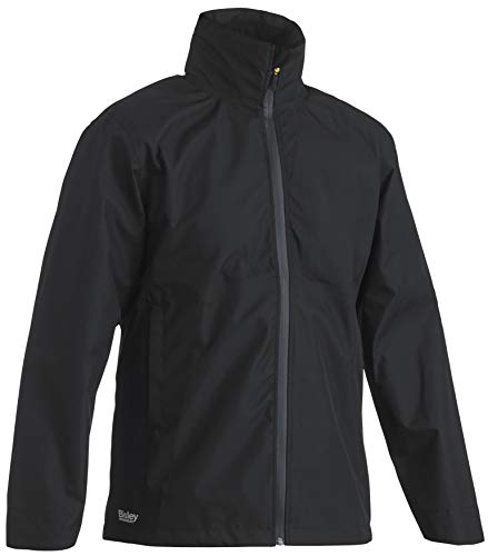 Bisley Workwear UKBJ6926_BBLK Regenjacke mit Kapuze Ripstop, leicht, wasserdicht, 166 g/m², Schwarz, Größe L