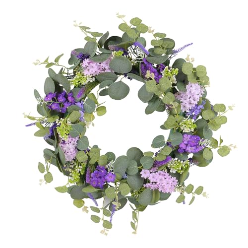 PTILSERY Purpler Blumenkranz für Innen- und Außendekorationen, künstlicher Frühlingskranz für Haustür Hochzeit