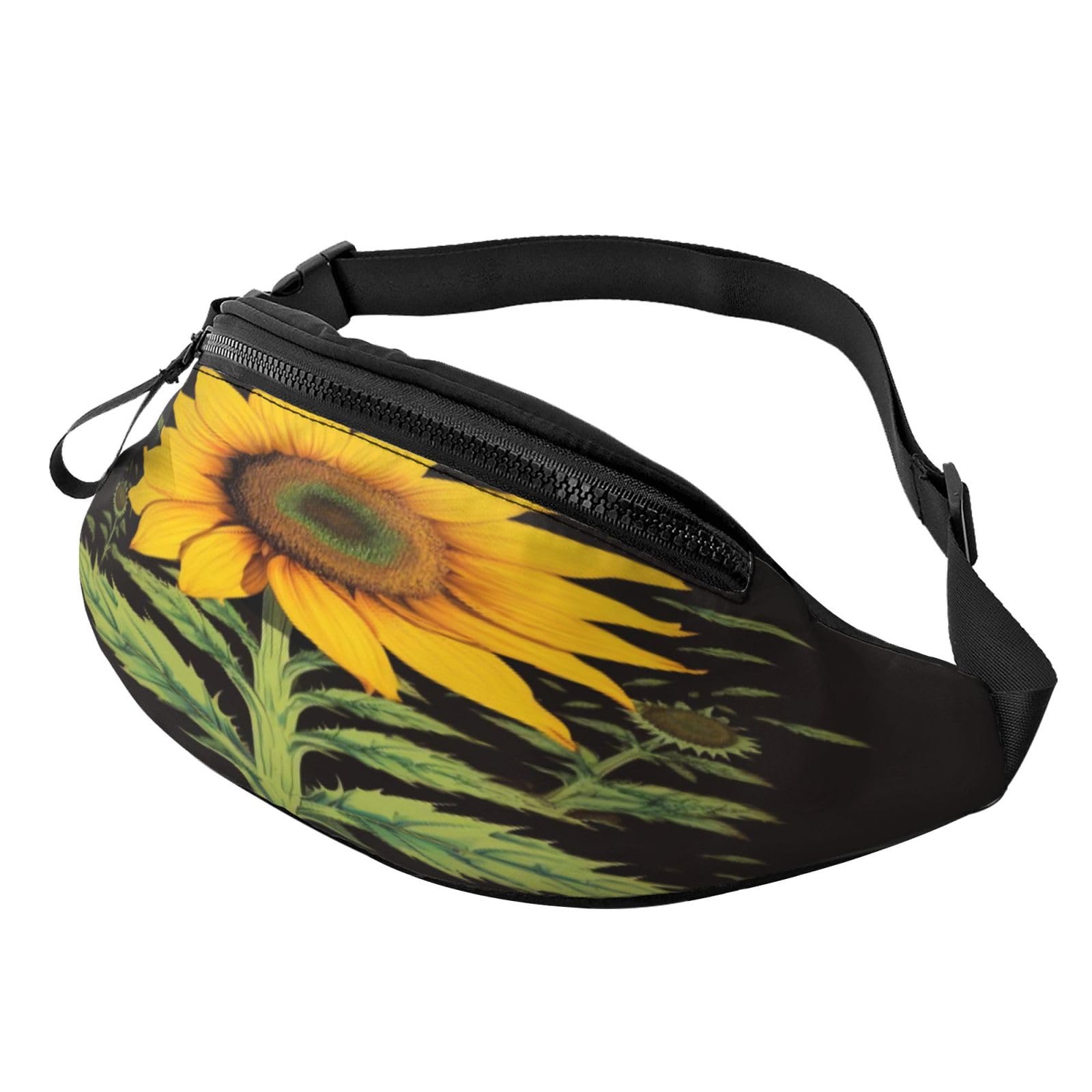 Bauchtasche mit gelben Blumen und Schmetterlingen, leichte Hüfttasche für Reisen und den täglichen Gebrauch, Unkraut mit Sonnenblume, Einheitsgröße