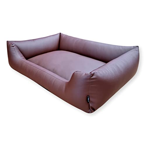 E-dogbed Mario Hundebett aus Kunstleder by Hundekorb Tierkissen Hundesofa Hundeliege Hundekissen Hundekörbchen Schlafplatz Farbe und Größe wählbar von M bis XXL (100x70 cm, braun)