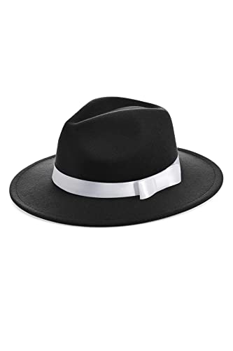 ArtiDeco Panama Hut Mafia Gangster Herren Filz Fedora Trilby Bogart Hut 1920 Stil Gatsby Kostüm Accessoires (Schwarz)