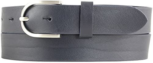 BELTINGER Damen-Gürtel aus Vollrindleder 3 cm | Leder-Gürtel für Damen 30mm | Chino-Gürtel mit runder Gürtelschließe | Marine 90cm