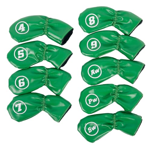 Avejjbaey 9Pcs wasserdichte Golfplätze Putter Abdeckung Eisen Kopf Abdeckung PU Leder Golfplätze Club Abdeckung Eisen Headcover Golfplätze Club Kopf Abdeckung Set