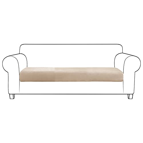 JHLD Stretch Sofa Sitzkissenbezug, Groß Samt Sitzkissenschutz Sofa-Sitzkissenbezüge Maschinenwaschbar Sofa-Sitzkissenbezug Für Wohnzimmer-Kamel-3-Sitzer