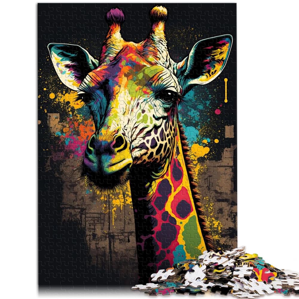 Puzzles Geschenke Spielzeug Giraffen Farbenfrohes Tier 1000-teiliges Puzzle Holzpuzzle Spielzeug Puzzle Lernspiele Stressabbau Puzzles 1000 Stück (50x75cm)