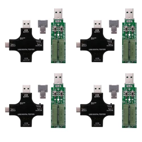 Uhidka 4X USB C Tester, 2 im 1 Typ C USB Tester Farbbildschirm IPS Digitalmultimeter, Spannung, Strom, Leistung, Temperatur, mit