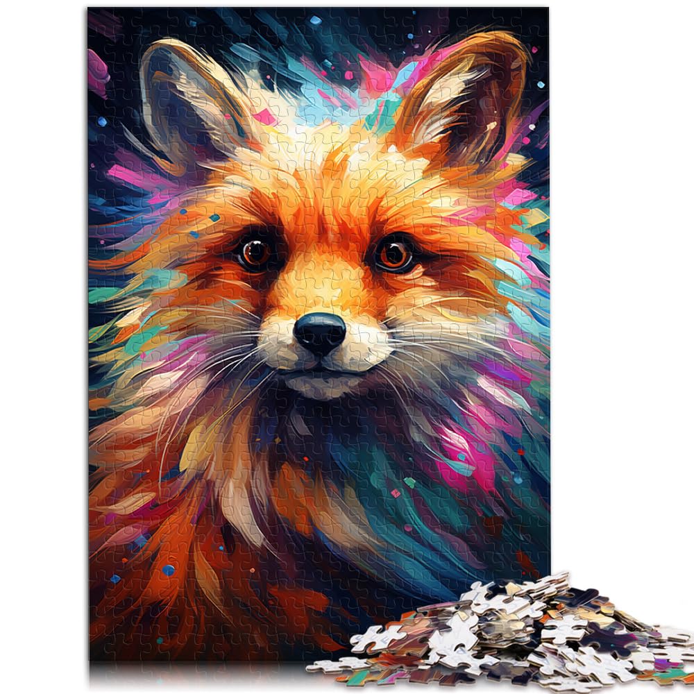 Puzzlespiel, farbenfrohe Zeichnung, foxef, schwieriges, anspruchsvolles Puzzle, 1000-teiliges vollständig ineinander greifenden und zufällig geformten Teilen, 1000 Stück (50 x 75 cm)