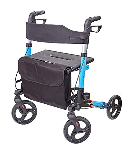 Faltbarer Rollator Rollator Walker, zusammenklappbarer Rollator für Erwachsene, Senioren, ältere Menschen, Behinderte, Mobilitätshilfe, 4 Räder, Aluminium-Transportstuhl, Outdoor-Sharing