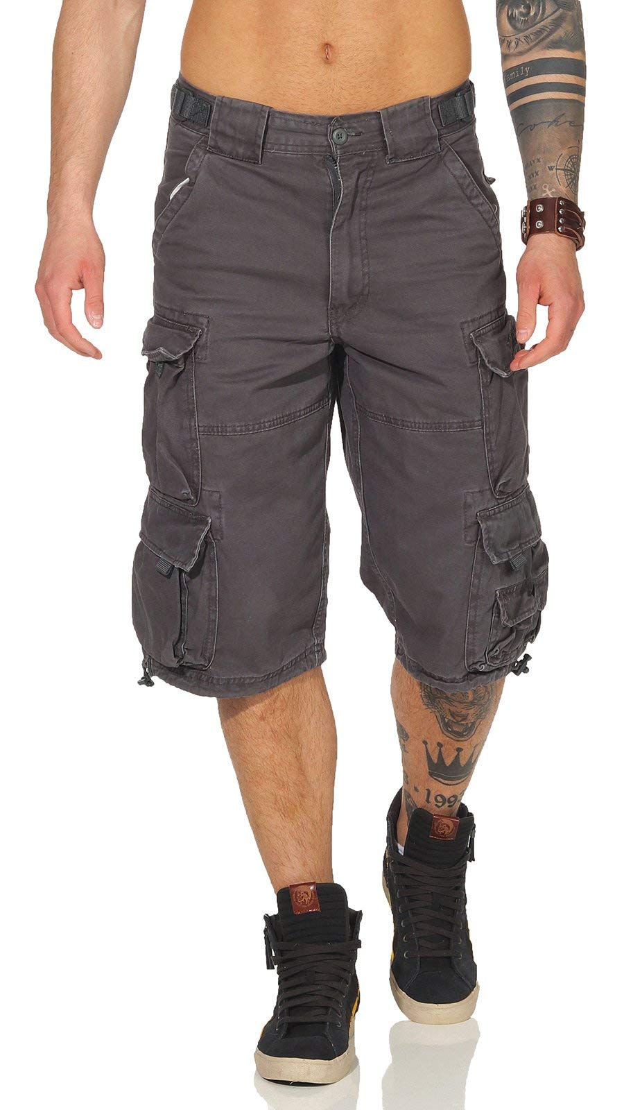 Jet Lag Shorts 007 B mit Seitentaschen in schwarz beige Cement Navy Olive Jeans grau (L, Urban Chic)