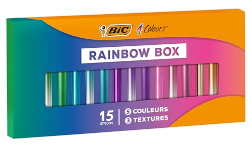 BIC 4 Farben Set Rainbow Limited Edition, ideal für Sammler, zweifarbig, glänzend und glänzend – Set mit 15 Stiften, starten Sie jetzt Ihre Sammlung mit 4 Farben