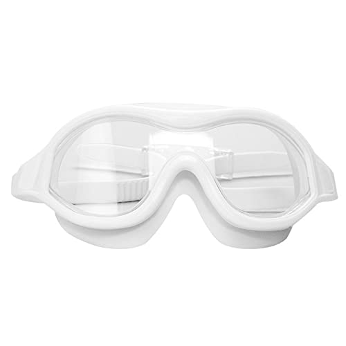 BFVAKBKYT Schwimmbrille, Galvanisierte Linsen der Antibeschlag-Silikon-Schutzbrille mit großem Rahmen for Erwachsene(White)