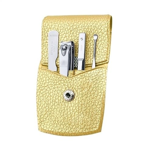 Maniküre Set Nagelknipser-Set for Männer und Frauen, Edelstahl-Nagelschneider-Reiseset, persönliche Nagelpflege-Werkzeuge, Maniküre-Set mit tragbarem Lederetui, 4er-Set Nagelknipser (Color : Yellow)