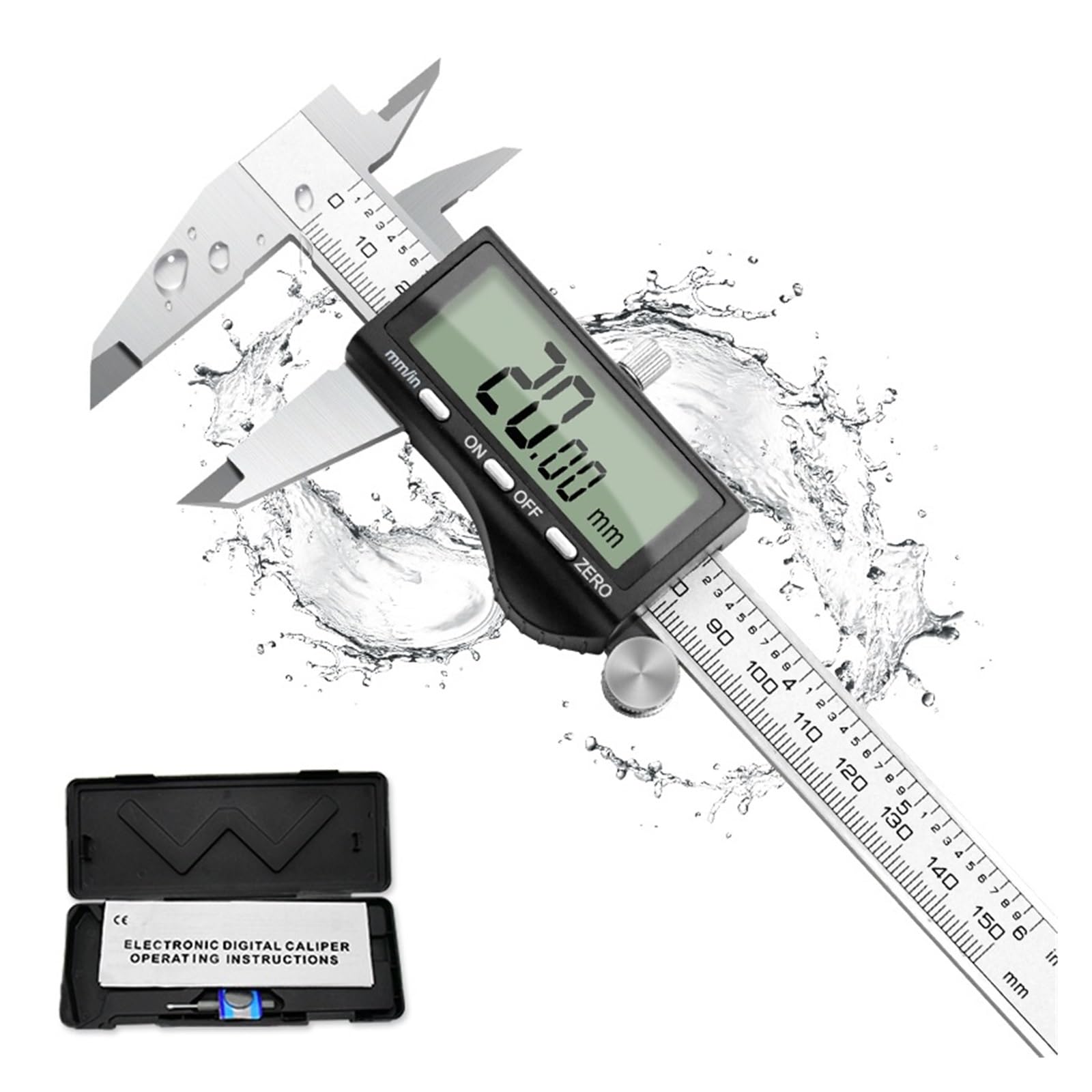 Mikrometer, Digitaler Messschieber aus Edelstahl, 0–150 mm mm/Zoll, 0,01 mm, hochpräziser Messschieber,Digitaler Mikrometer