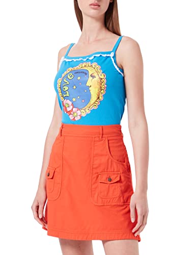 Love Moschino Womens Fancy Cotton-Linen Blend with Embroidery and small Patch Pockets Rock, ORANGE, 40