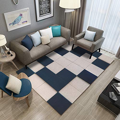 Teppich Blaue Geometrie Großer Schmutzabweisender Polyester Teppich,Maschinenwaschbar Rutschfester Vintage-Teppich Wasserdichter Teppich Für Schlafzimmer Wohnzimmer Büro,200X300Cm