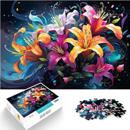 Puzzle für farbenfrohe, wunderschöne Blumenkunst, 1000-teiliges Puzzle für Erwachsene, Holzpuzzle für Familienspaß und Spieleabend, 1000 Teile (50 x 75 cm)