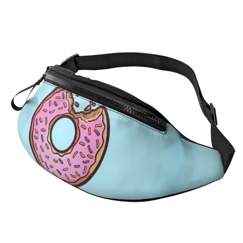 HSJFS Modische Hüfttasche mit buntem Fußballdruck, verstellbare Hüfttasche, lässige Brusttasche, Donut, Einheitsgröße