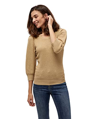 Peppercorn Tana Runden Hals 3/4 Ärmel Strickpullover | Pullover Damen In Braun | Frühling Pulli Damen | Größe S