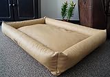 Hundebettenmanufaktur Hundebett Hundesofa Schlafplatz wendbar komplett aus Kunstleder PicoBello Farbe und Größe wählbar (100 cm X 70 cm, beige)