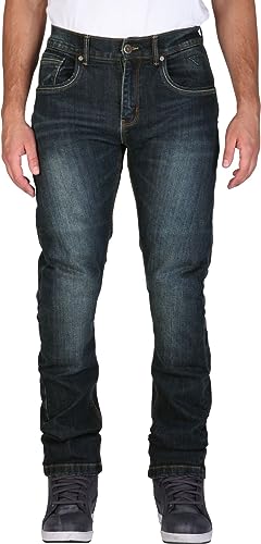 Modeka Motorradjeans Glenn II 2 soft wash blue blau CE A Aramid Denim Stretch mit Knieprotektoren, 32/32