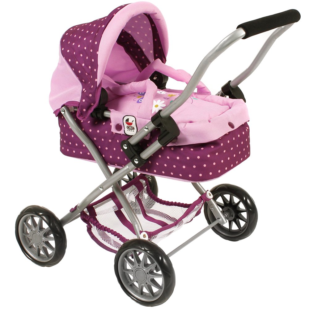 Bayer Chic 2000 555 Puppenwagen Smarty, Dots Brombeere, 56 x 37 x 56 cm