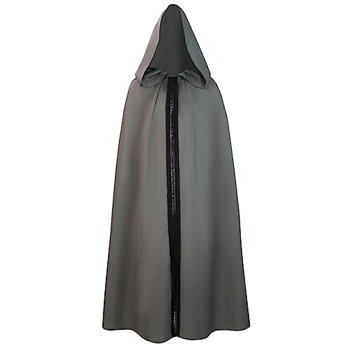 WANGTIANXUE Herren Umhang Mittelalter Renaissance Gothic Kapuzenumhang Schwarz Kleidung Hexenmantel mit Kapuze Faschingskostüme Männer Halloween Karneval Cosplay Costum