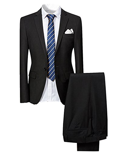 Allthemen Hochzeitsanzug Herren Anzug Slim Fit Herrenanzug Anzüge für Hochzeit Business Party Schwarz XS