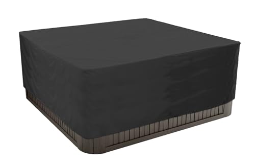 BaCover Outdoor Whirlpool-Abdeckung, Allwetter Garten Spa Abdeckung aus 210D Oxford, Wasserdicht, Staubdicht, UV-geschützt Poolabdeckung Quadrat,Schwarz,244x244x90cm