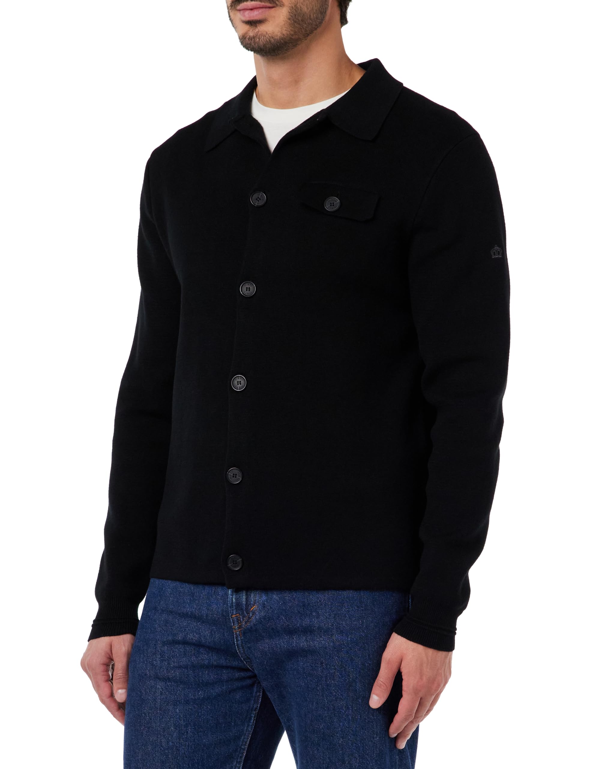 Merc Herren Rathbone Sweater Cardigan, Schwarz, X-Large