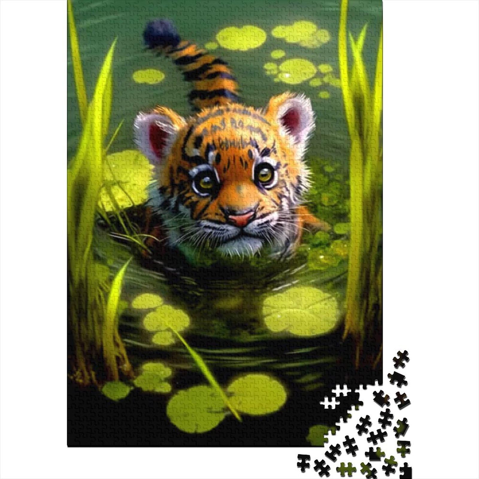 Puzzle für Erwachsene, süßer Tiger, 500-teiliges Puzzle, geeignet für Erwachsene und Jugendliche ab 12 Jahren, Holzbrettpuzzle, tolles Geschenk für Erwachsene, Größe: 52 x 38 cm