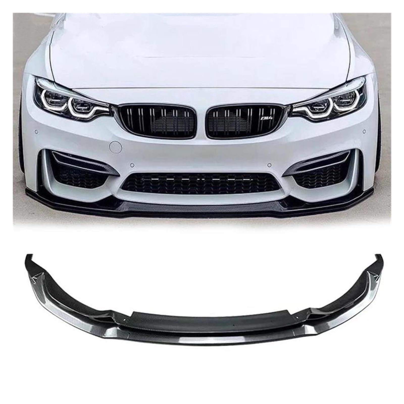 Splitter Auto Frontspoiler Spoiler Unterlippe Body Kit Separator Schutz Schwarz Stil Frontlippe Fitti Für F80 M3 F82 F83 M4 2015-2020 Frontlippe(Kohlenschwarz)