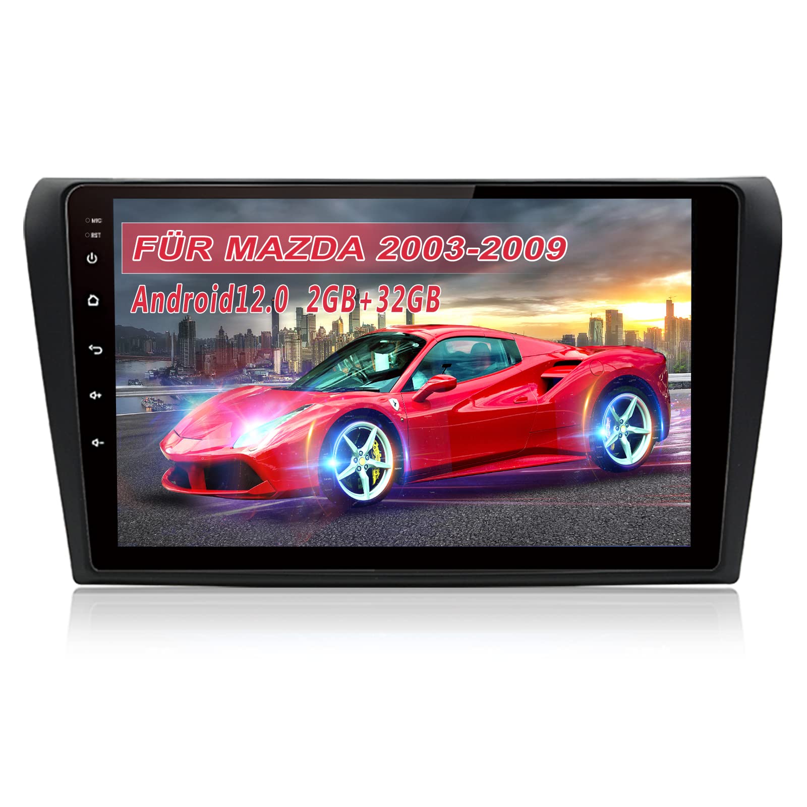 AWESAFE Android Autoradio für Mazda 3 2003-2009 Android 12 Radio mit Navigation Carplay Android Auto Bluetooth Unterstützt Bluetooth FM DAB+ WiFi WLAN USB SD