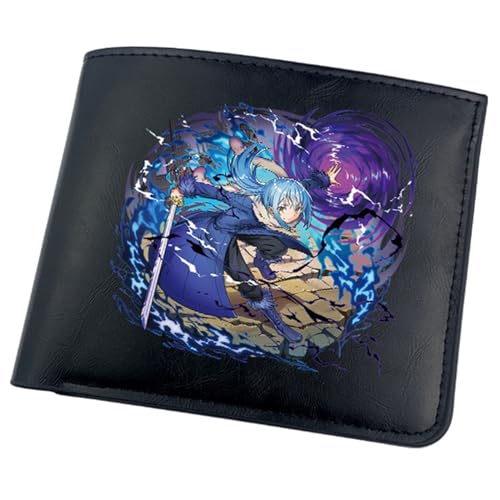 RYNDEX That Time I Got Rein-carn-ated As a Slime Anime-Geldbörsen, Bifold Kleiner Geldbeutel, PU-Leder Geldbörse Brieftasche Wallet(Color:Black 5)