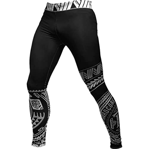 Hardcore Training TA Moko Black Schwarz Herren Compression Pants Kompressionshose Sportkleidung Grappling MMA Kampfsport BJJ Hose No Gi