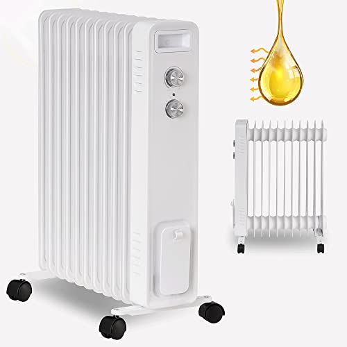 STAHLMANN Ölradiator ZR201 2500 Watt – Elektroheizung Energiesparend bis 50 qm Fläche – Heizung Elektrisch mit Thermostat und 3 Heizstufen – Elektrisches Heizgerät, Electric Heater Weiss