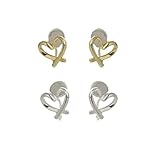 Ohrringe Ohrstecker Damen Schmuck Earrings Unregelmäßige Herz-Ohrclips Für Damen Und Mädchen, Einfach, Ohne Piercing, Silikon-Ohrclips, Für Reisen, Alltag, Mode, Party, Geschenk (Gold/Silber), 2