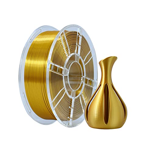 PLA Plus (PLA+) Shiny Silk 3D Printer Filament 1.75mm Silk PLA + 1.75 Dimension Accuracy +/- 0.02mm, 1kg Spule (2.2kg) für FDM 3D Drucker (Silk Gold)