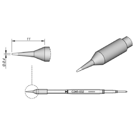 JBC - Lötspitze Serie C245, Rundform, C245032/ø0,4mm, gerade