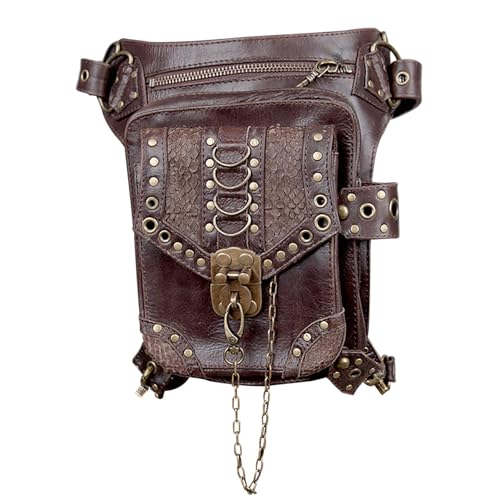 Mittelalterliche Gürteltasche, Steampunk-Taillentasche - Taille Bein Steampunk Tasche PU Leder mittelalterliche Tasche,Gotische, modische, wasserdichte Gürteltasche für Mädchen, Damen, Herren, Wandern