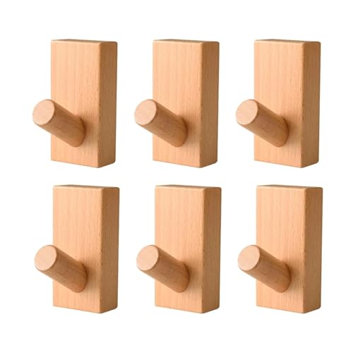 AQXYYWEI Haken aus nordischem Walnussholz, Buche, Walnussholz, Wandmontage, for Mäntel, Eingangsbereich, Kleidung, Röcke, Hüte, Taper Punch, Home Hotel Dekoration, Robe Kleiderbügel(Beech 6pcs)