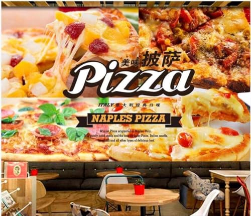 Leckere Pizza 3D Tapete Poster Restaurant Schlafzimmer Wohnzimmer Sofa TV Dekorative Wand-200cm×140cm