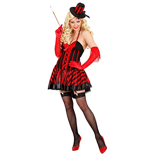 Widmann - Kostüm Burlesque Girl, Kleid mit Strapse, Minizylinder, Diva, Fasching, Karneval, Mottoparty